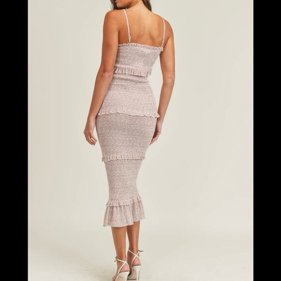 Mable Daphne Smocking Detailed Long Dress in Pink, Size Small, New With Tags - Picture 5 of 16